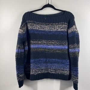 NUMPH Women’s Navy blue Gold gray Knit Ling Sleeve Sweater